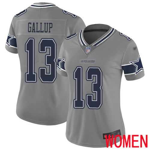 Women Dallas Cowboys Limited Gray Michael Gallup #13 Inverted Legend NFL Jersey